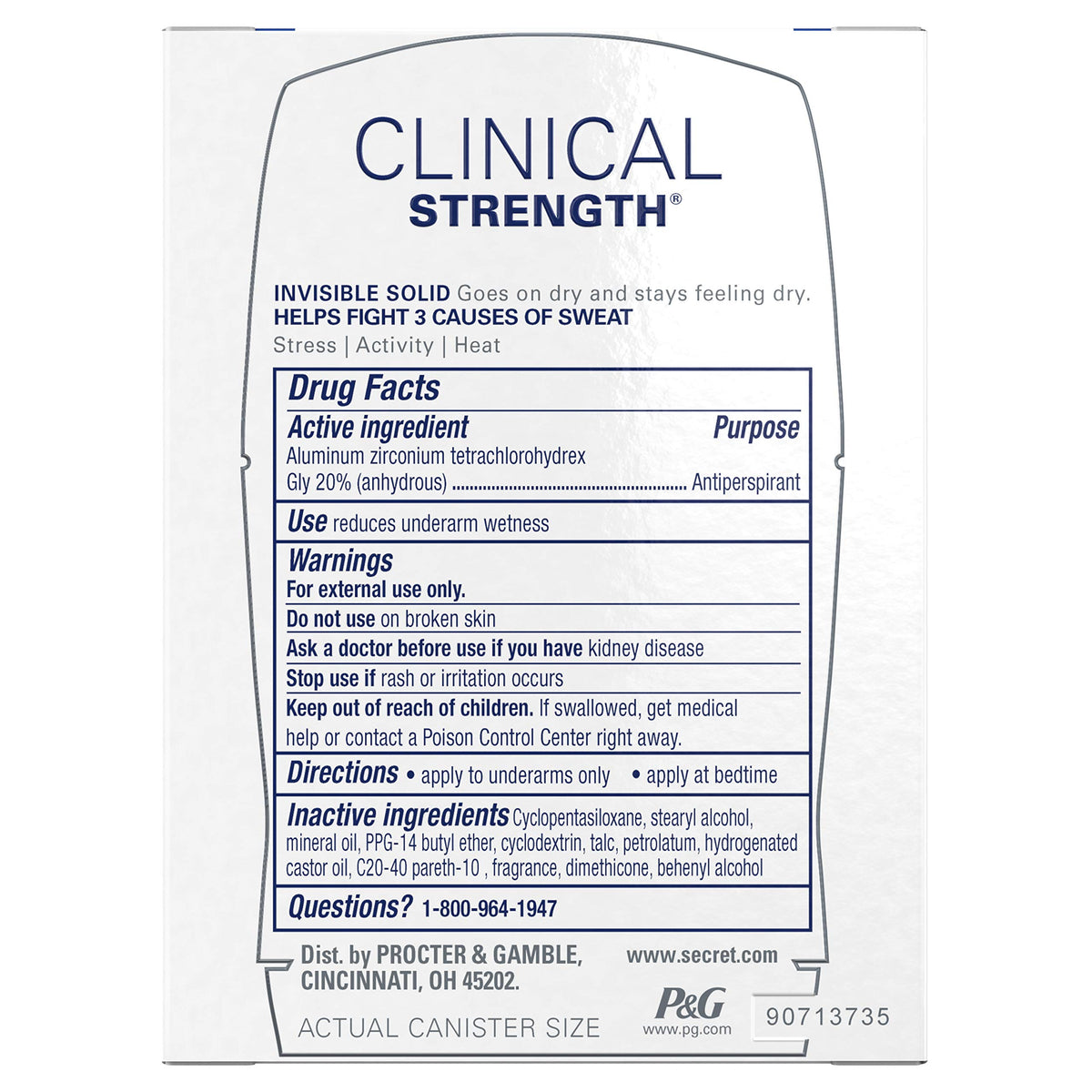 Secret 0.5 Ounce (Pack of 1) / Completely Clean / 1 Antiperspirant Deodorant