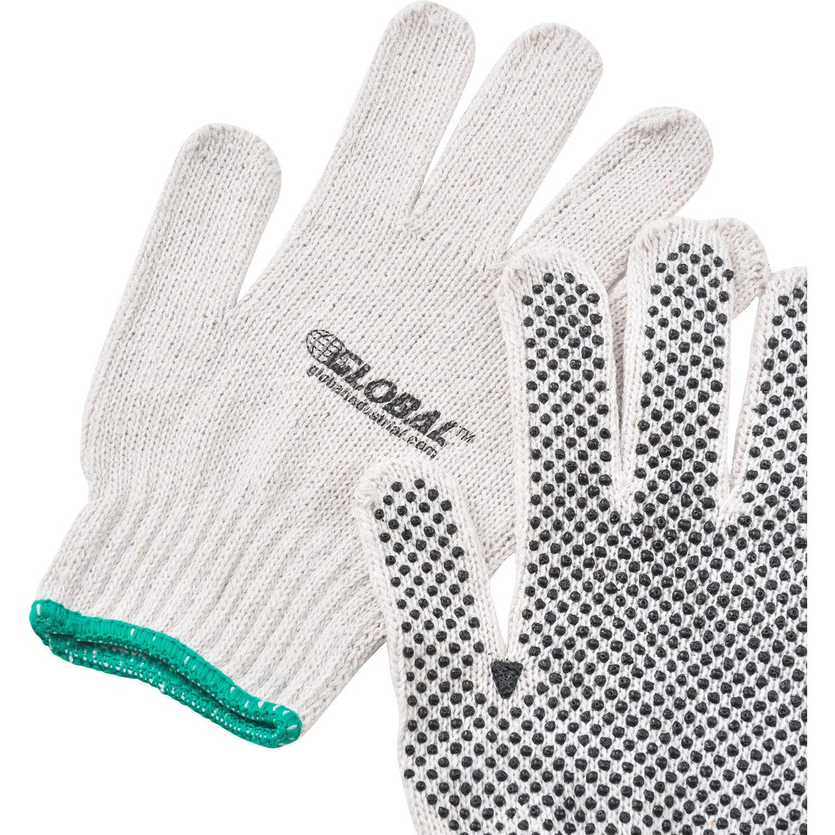 PVC Dot Knit Gloves by Global Industrial – Medium, Polycotton, Black, Model 708352M