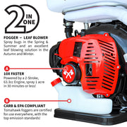 3HP Backpack Mosquito Fogger Leaf Blower 3.7 Gallon Tank Garden Sprayer (Turbo Fogger) by Tomahawk Power – Turbo Fogger (Standard), Red, Model TMD14