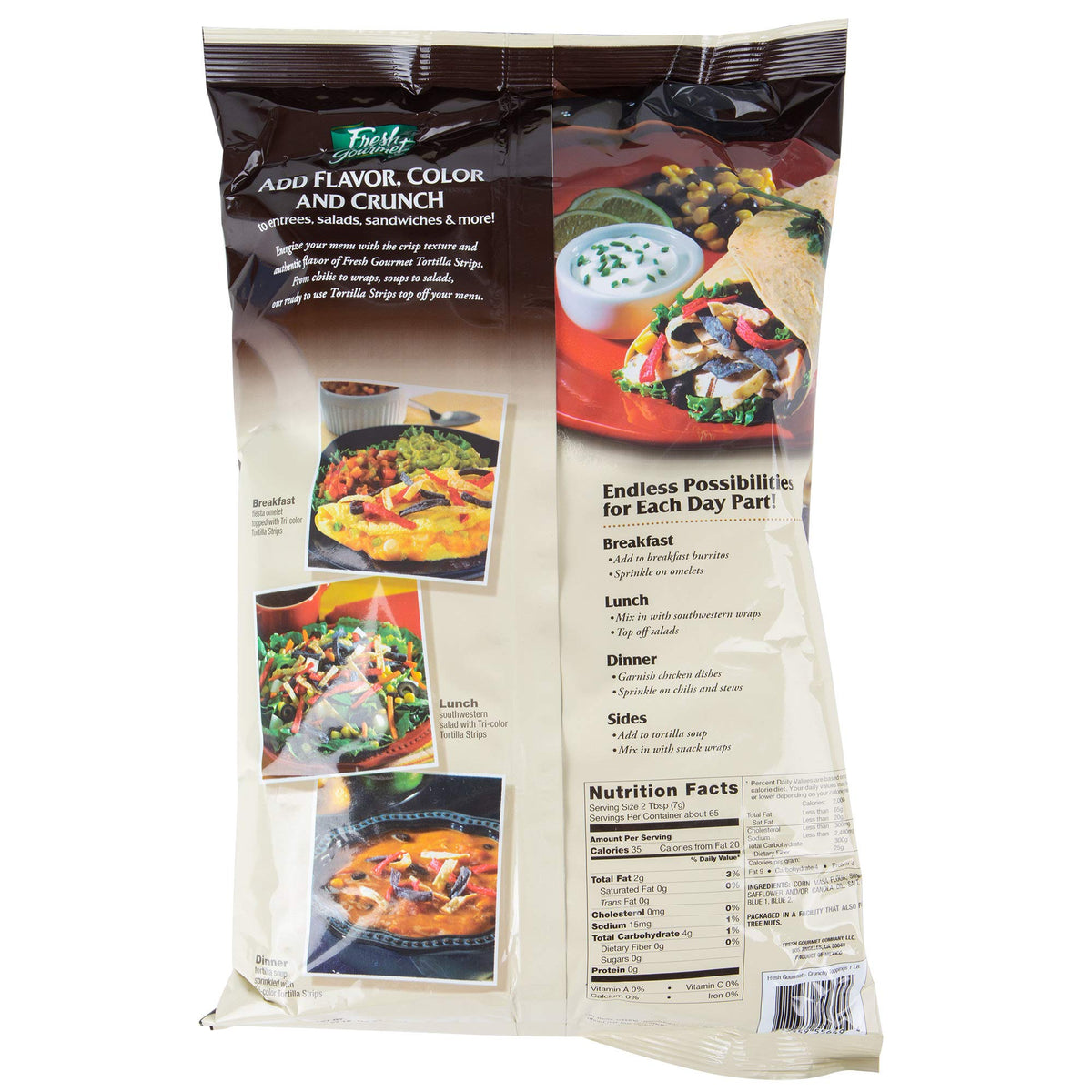 Fresh Gourmet Tortilla Strips / Tri-Color / 16 Ounce (Pack of 1) Salad Toppings