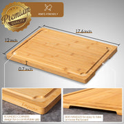 Empune Bamboo Cutting Board, Extra Large 17.6 x 12 Inch, Brown