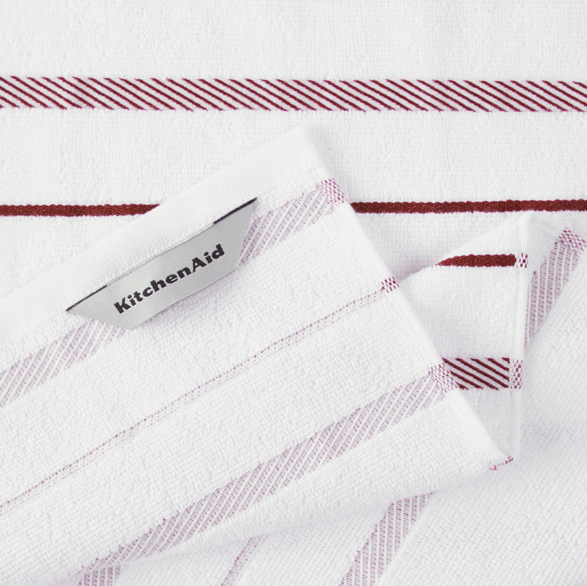 KitchenAid Albany Kitchen Towels, 16x26 Inch, Smoked Paprika Red and White, 4 Pack