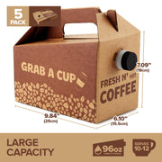 (5 Pack) 96 oz Disposable Coffee Box Dispensers by Stock Your Home – 96 oz Pack of 5, 13.5 liters, Plastic, Brown, Pack of 5