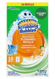 Fresh Brush Flushable Refills - Citrus Action Scent - 10 Count Flushable Refills Per Box - Pack of 3 Boxes by Scrubbing Bubbles – 12 Count (Pack of 3), White, Model 025700711025