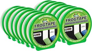 FrogTape Multi-Surface Painters Tape with PAINTBLOCK, 1 Inch Wide (0.94 In. x 60 Yds), Medium Adhesion, Green, 14 Rolls (242833)