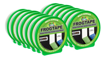Multi-Surface Painters Tape with PAINTBLOCK by FrogTape – 14 Rolls, 0.94" x 60 Yds, Latex, Green, Pack of 14, Model 242833