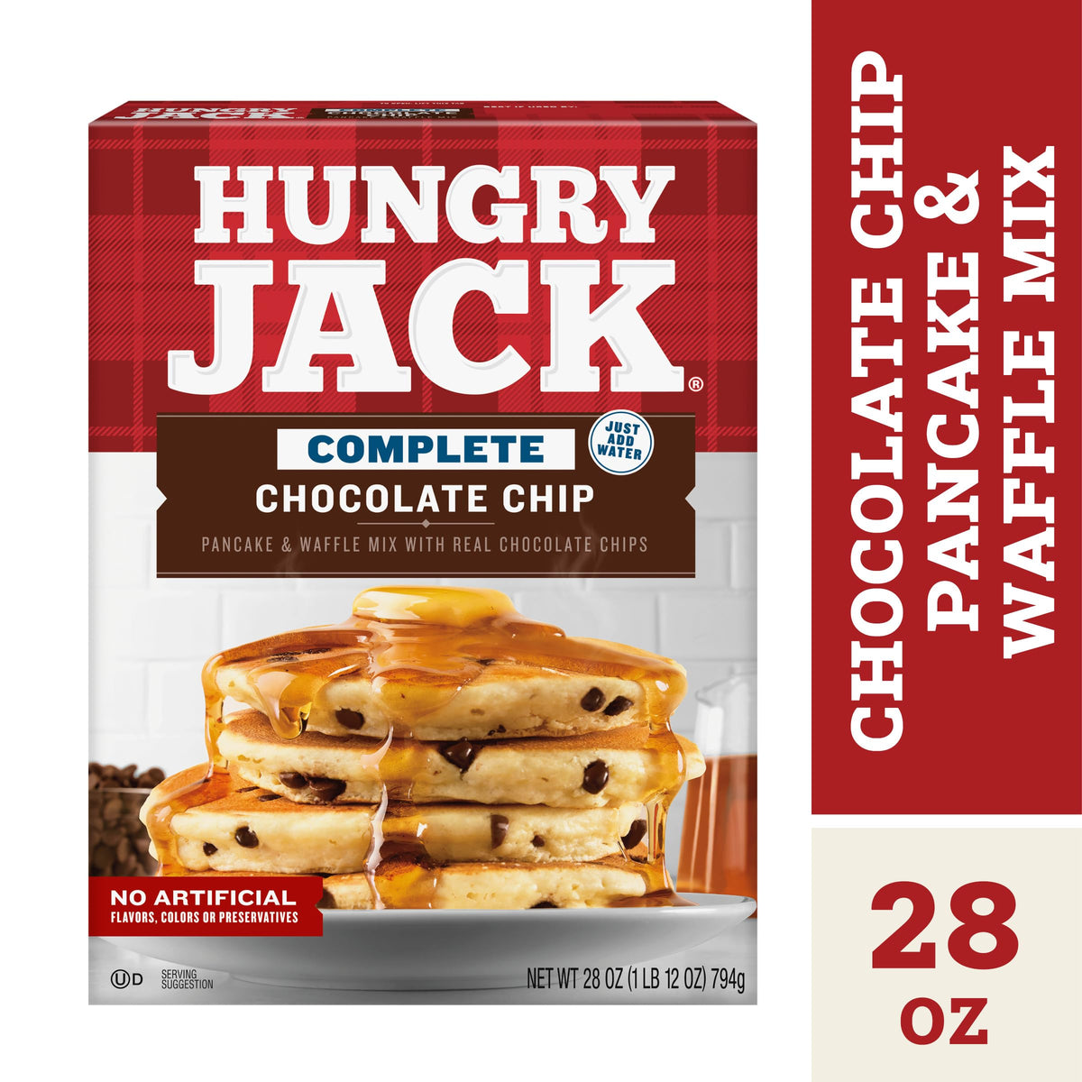 Complete Chocolate Chip Pancake & Waffle Mix 28 oz by Hungry Jack – 28 Ounce (Pack of 1), Model 231-03-0008