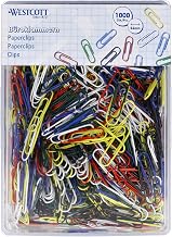 Westcott Paper Clips Colourful Pack of 1000 | Storage Pack Paper Clips 26 mm | Practical Plastic Box | File Clips for Office and Household | E-10642 00