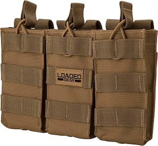 Barska Loaded Gear CX-200 Triple Magazine Pouch – Compatible with Regular Magazines, MOLLE Attachment, Durable Nylon Construction