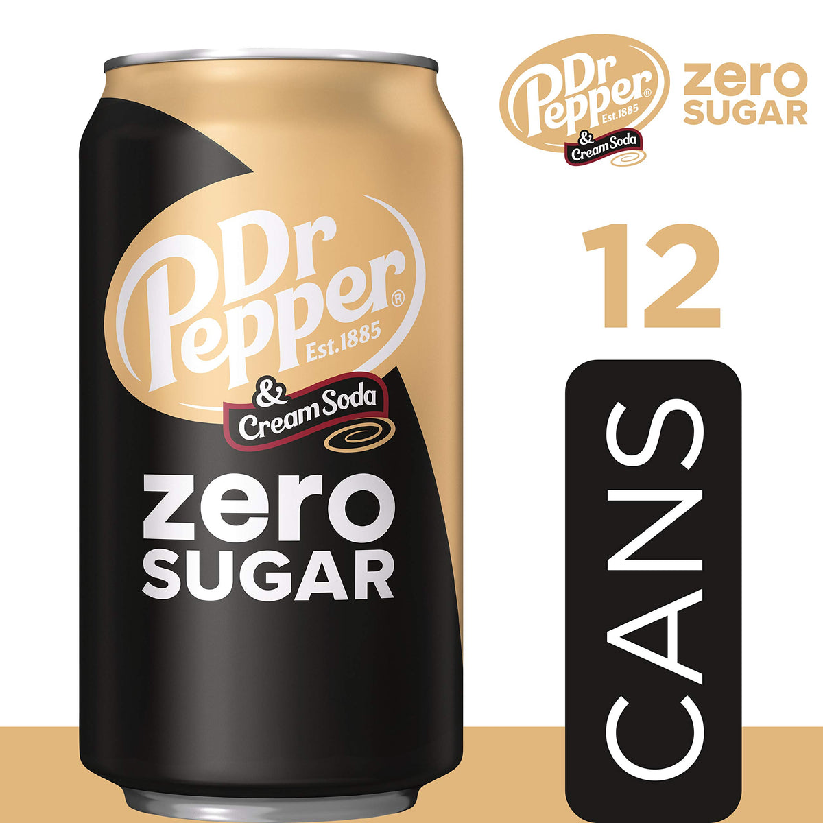 and Cream Soda Zero Sugar Soda by Dr Pepper – 12 Fl Oz (Pack of 24), brown, Pack of 24