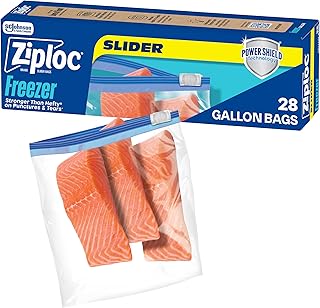Ziploc Gallon Food Storage Freezer Slider Bags, Durable, 28 Count
