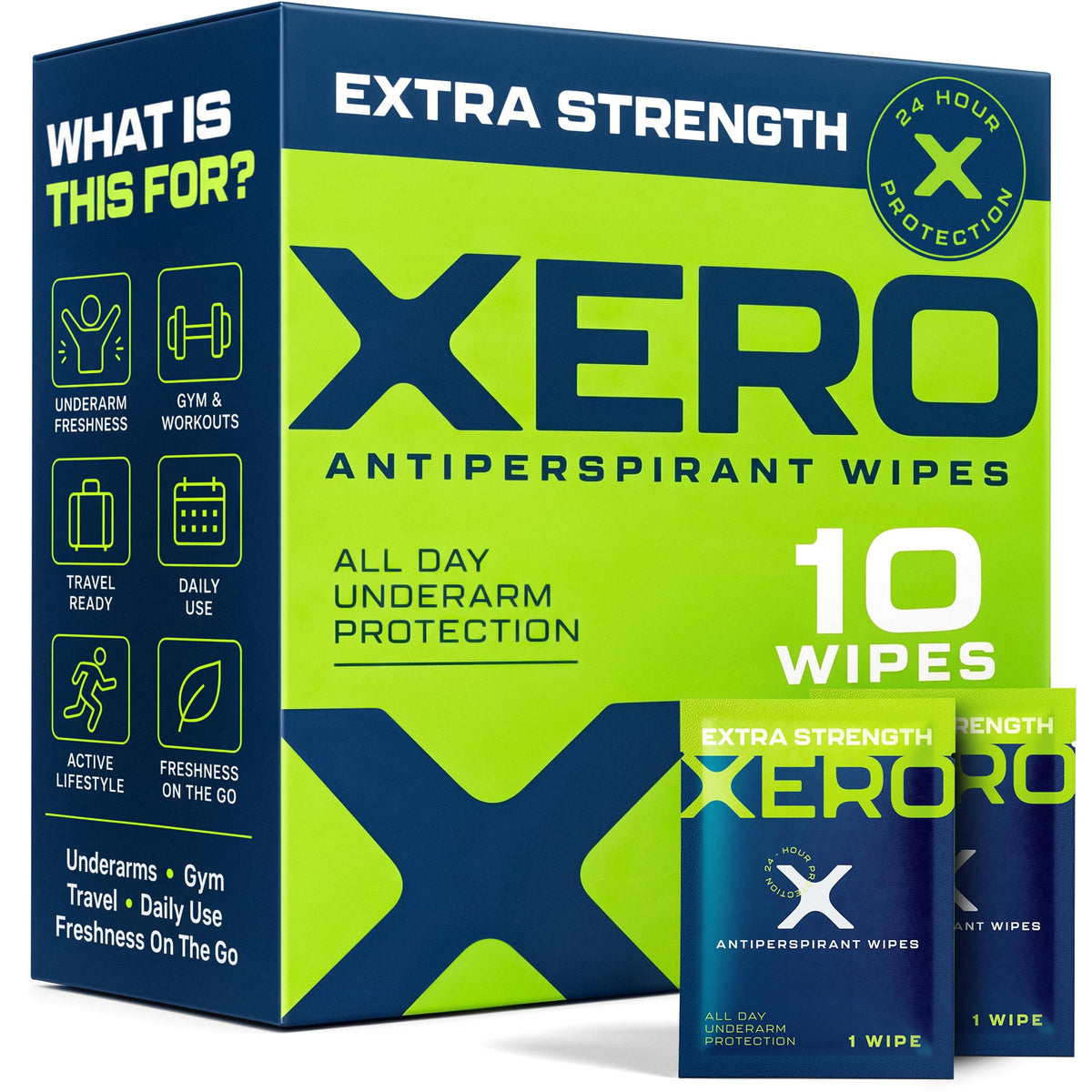 Clinical Strength Travel Antiperspirant and Deodorant Wipes for Men and Women by Stock Your Home – 1 Count (Pack of 10), Pack of 10