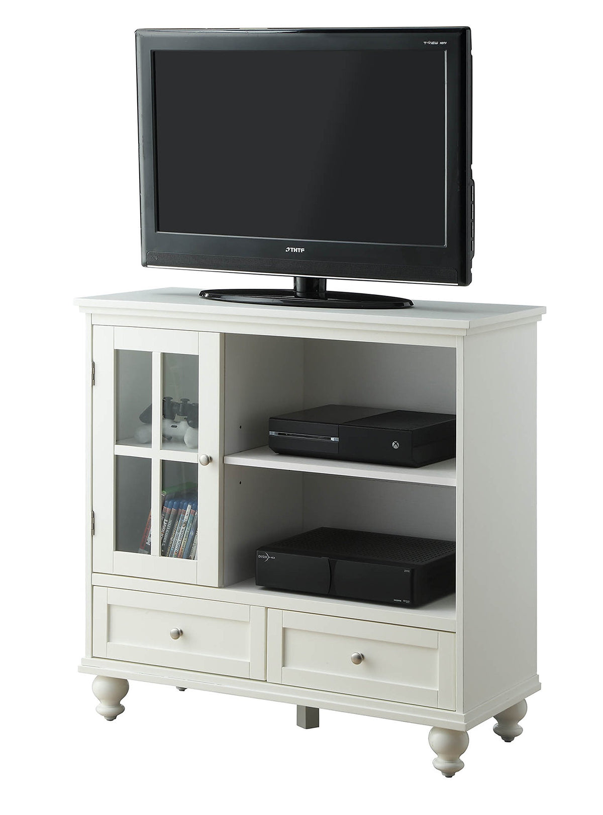 Convenience Concepts White / 36"L x 15.5"W x 36.5"H / Antique Television Stands & Entertainment Centers