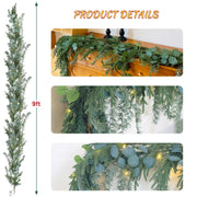 9ft Real Touch Norfolk Pine Garland with Tassels by EnnbeRuu – 9FT, Polyethylene (PE), Green, Model TT13-9FT