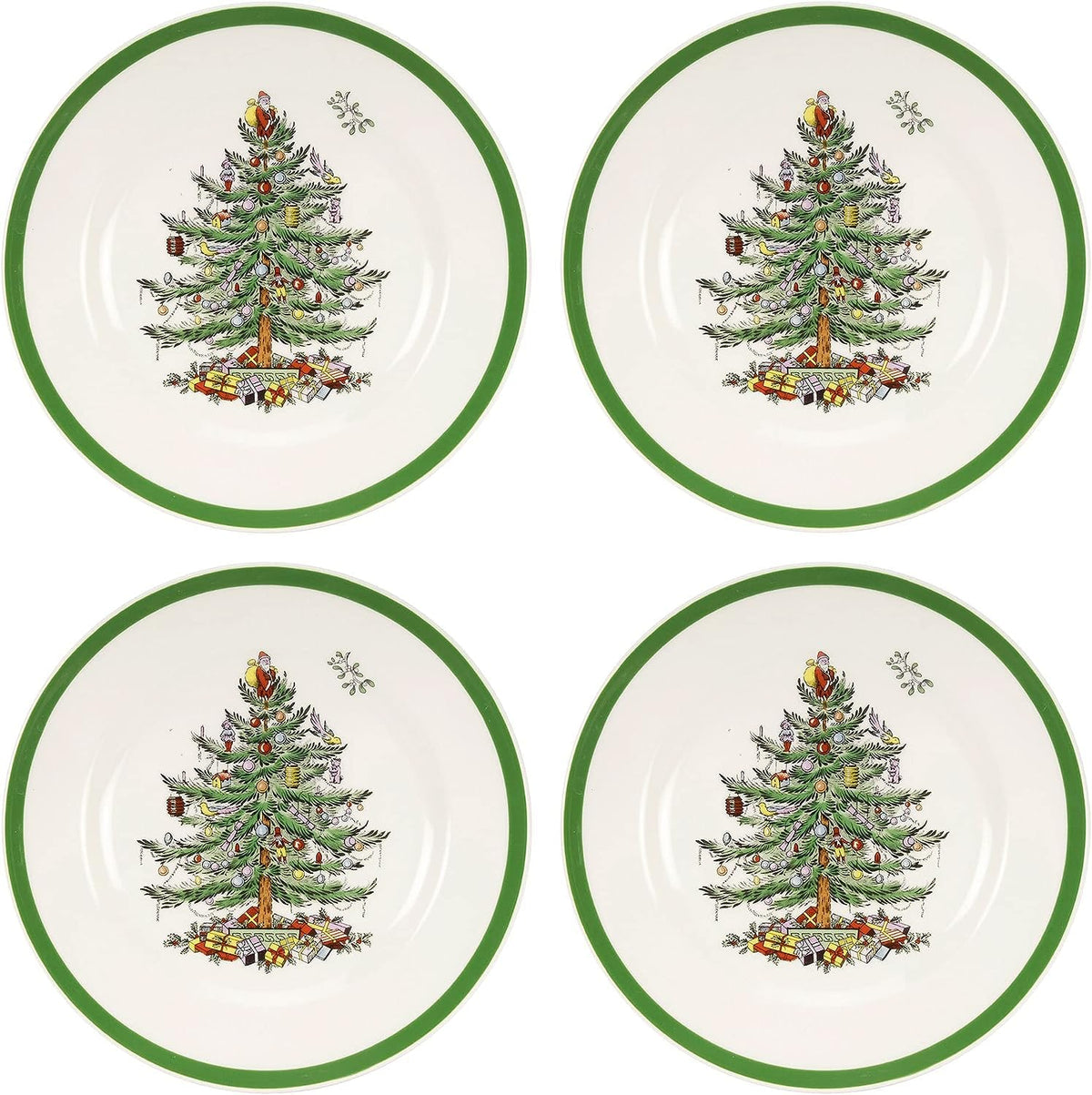 Spode Christmas Tree Salad Plates, Set of 4, 8 Inch
