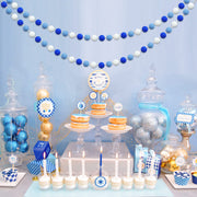 Partyprops Felt Ball Garland, 60 Balls, Blue Dark Blue White