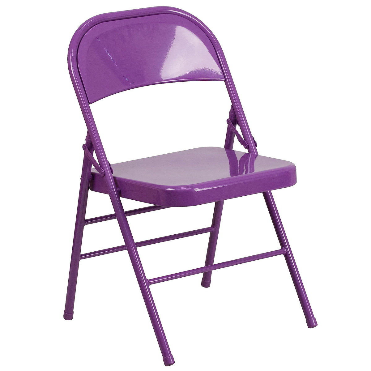 Hercules Triple Braced Metal Folding Chair-Impulsive Purple by Flash Furniture – Set of 1, Alloy Steel, Impulsive Purple, Model HF3-PUR-GG