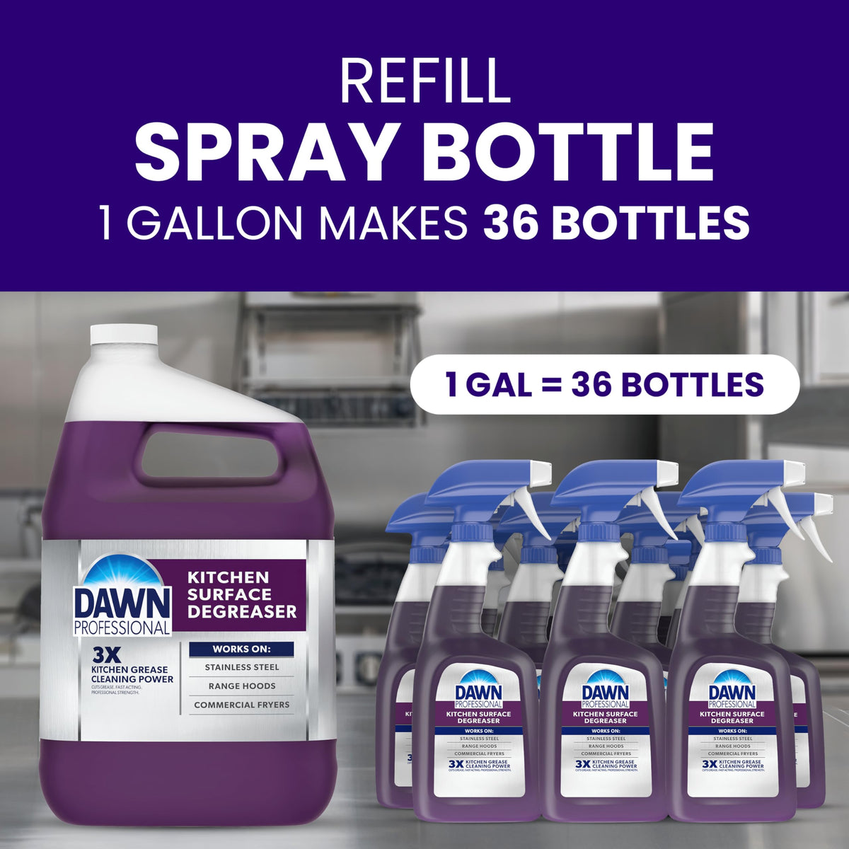 Dawn PRO Kitchen Surface Degreaser by P&G PROFESSIONAL – 32 Fl Oz (Pack of 6), Bamboo, purple, Pack of 6, Model 10030772023713