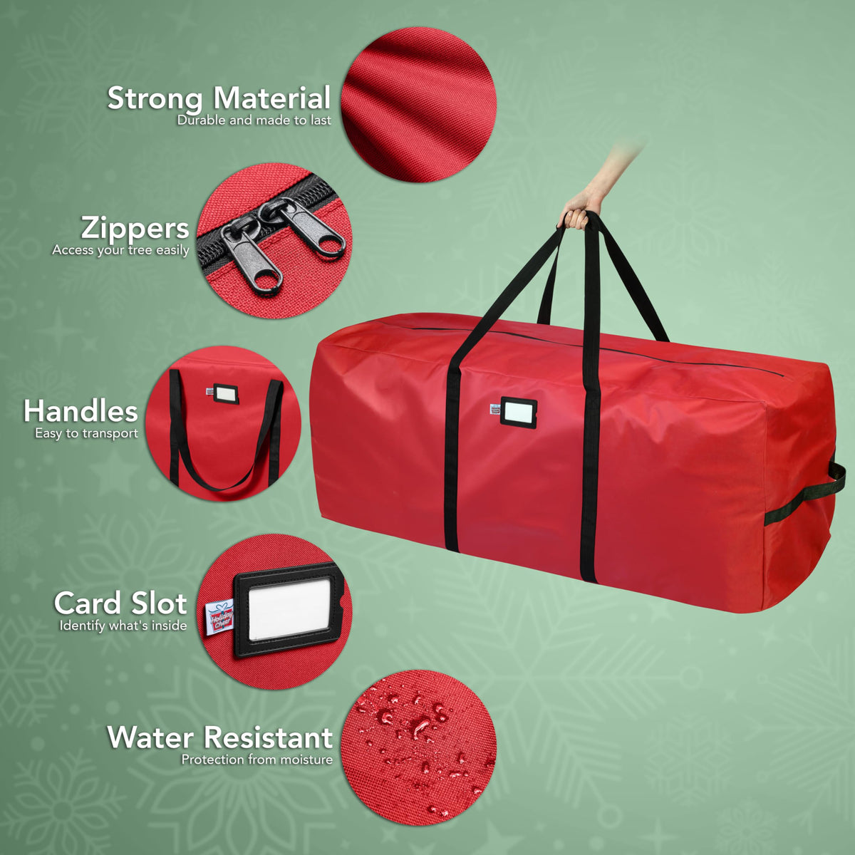 Holiday Cheer Artificial Tree Bag, Fits 9 Foot Tree, Red
