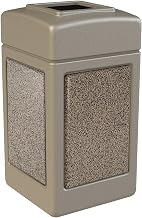 Stone Panel Receptacles - 42 Gallons - Funnel Top - Beige/Riverstone - Beige/Riverstone by Stonetec – 42.0 gallons, Polyethylene And Polymer-Concrete, Model 720315