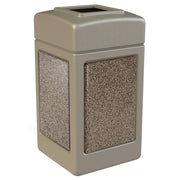 Stone Panel Receptacles - 42 Gallons - Funnel Top - Beige/Riverstone - Beige/Riverstone by Stonetec – 42.0 gallons, Polyethylene And Polymer-Concrete, Model 720315