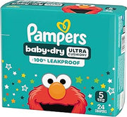 Pampers Diapers - Baby Dry - Size 5, 24 Count, Absorbent Disposable Infant Diaper (Packaging May Vary)