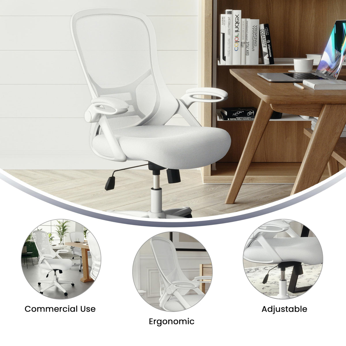 Flash Furniture White / Set of 1 / Contemporary Home Office Desk Chairs