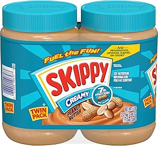 SKIPPY Creamy Peanut Butter Spread, 40 oz Jar of Peanut Butter (2 Pack)