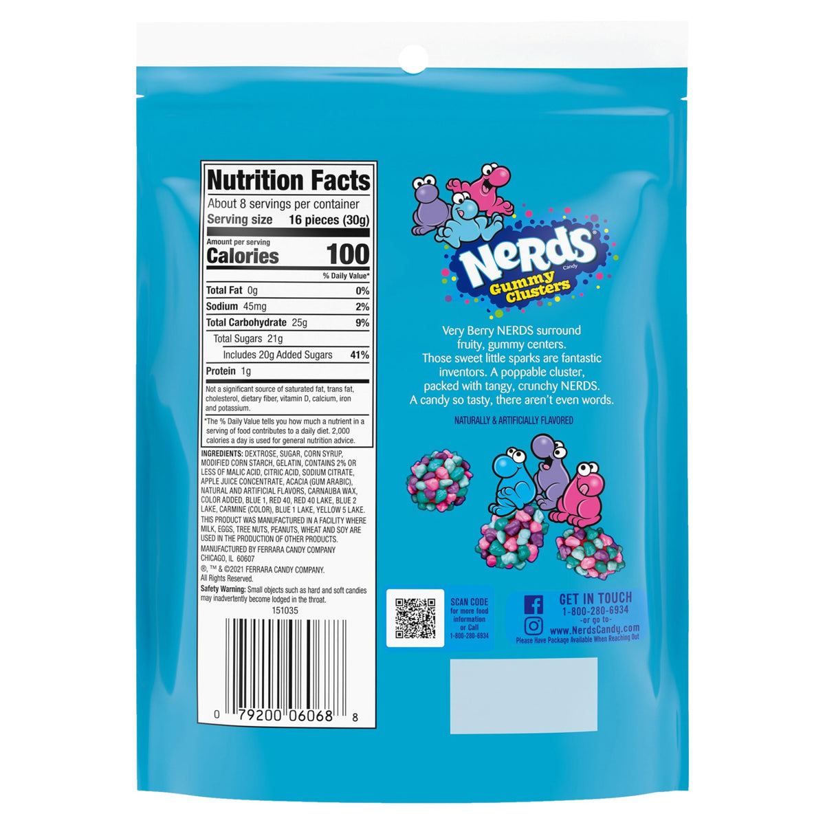 Gummy Clusters Candy, Very Berry, Crunchy and Gummy, 8 Ounce by Nerds – 8 Ounce (Pack of 1), Blue, Model AS505749x1