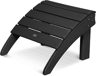 Polywood SHO22BL Seashell Adirondack Chair Ottoman, Black