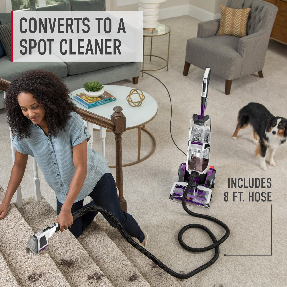 SmartWash Pet Automatic Carpet Cleaner Machine with Spot Chaser Wand by Hoover – FH53000PC, 0.5 gallons, Purple, Model FH53000PC