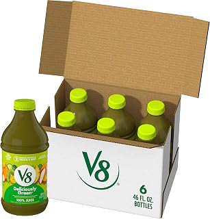 V8 Deliciously Green 100% Fruit and Vegetable Juice, 46 fl oz Bottle (6 Pack)