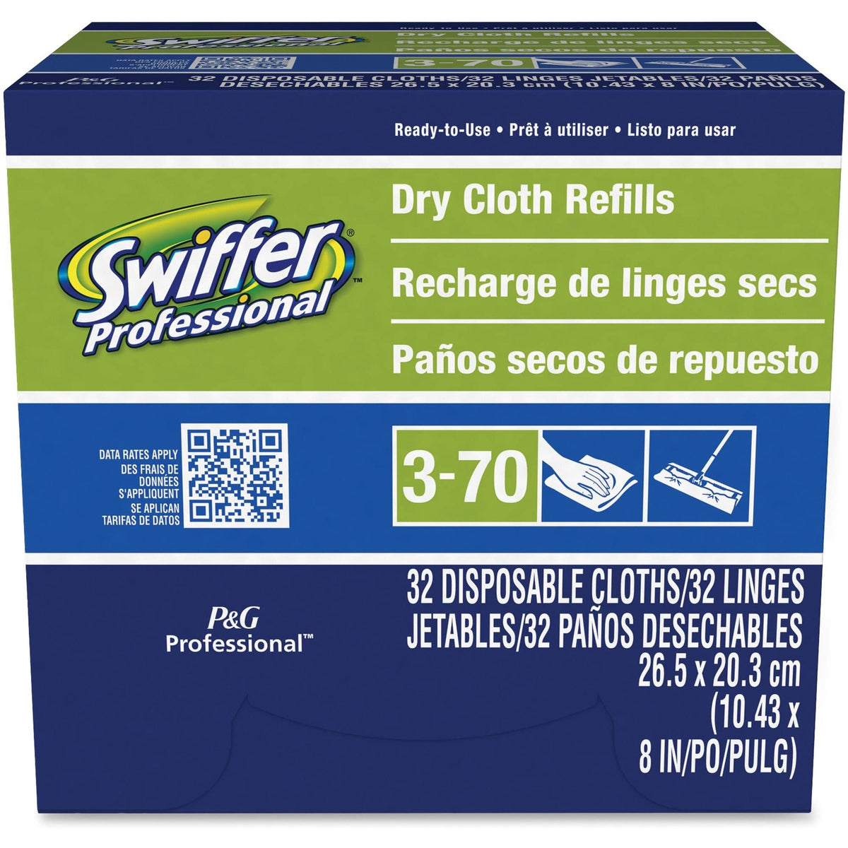 Swiffer® Sweeper Dry Cloth Refills – 10-5/8" x 8", White, 32 Cloths Per Box, Carton of 6 Boxes
