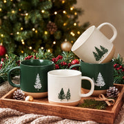 Bokon Christmas Tree Coffee Mugs, 16 oz Ceramic Cups, Set of 4