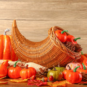 Dandat Cornucopia Basket, Rattan Horn of Plenty, Brown 13.78 Inch