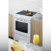 Summit 24” Electric Smooth Top Range by Summit Appliance – 2.9 cubic_feet, Alloy Steel, White, Model REX2421WRT