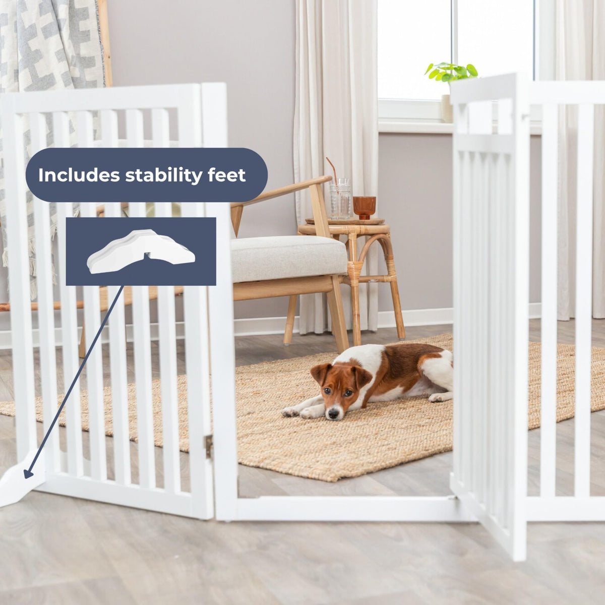 4-Panel Pet Gate by TRIXIE – Max Width 81", MDF, White, Model 39363