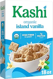 Kashi Breakfast Cereal, Organic, Fiber Cereal, Island Vanilla, 18oz Box (1 Box)