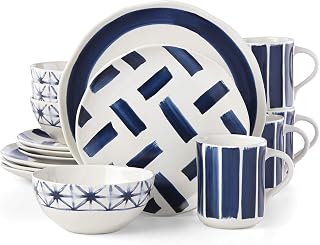 Lenox Painted Elements Indigo Brush 16 Piece Dinnerware Set