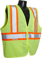 Radians SV22-2ZGM-4X Polyester Mesh Economy Class 2 High Visibility Zipper Closure Vest with Two-Tone Trim, 4X-Large, Green