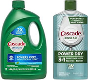 Complete Gel Dishwasher Detergent, Fresh Scent, 120 Fl Oz with Cascade Power Dry Dishwasher Rinse Aid, 16 fl oz