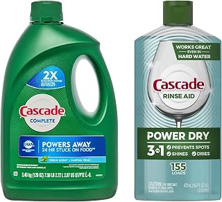 Complete Gel Dishwasher Detergent, Fresh Scent, 120 Fl Oz with Cascade Power Dry Dishwasher Rinse Aid, 16 fl oz