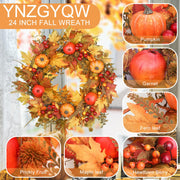 YNZGYQW Fall Wreath, 24 Inch Diameter, Orange