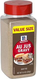 Au Jus Gravy Mix, Brown Gravy, Beef Gravy Seasoning Mix, Made with McCormick Spices, No Artificial Flavors and Colors, For Beef Sandwich, Prime Rib, Pit Beef & More, No MSG, 9 oz