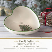 Spode Christmas Tree Earthenware Dip Bowl, Heart Shape, Multicolor