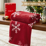 Bedelite Christmas Throw Blanket, Snowflake Pattern, Red, 50x60 Inches