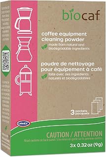 Urnex Biocaf Coffee Machine Cleaner - Cleaning Powder - 3 Single Use Packets - Compatible with Keurig Delonghi Nespresso Ninja Hamilton Beach Mr Coffee Braun and More
