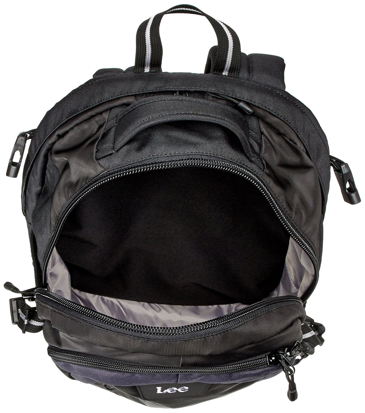 Backpack, Waterproof Rain Cover Included, Lightweight, Multi-functional, Large Capacity (PC Storage), Black Body x Gray by Lee – One Size, Polyester, Model 320-16200