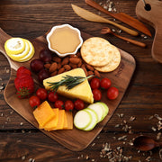 Hecef Acacia Wood Cheese Board Set, 12 x 8.7 Inches, With 2 Knives