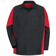 mens Long Sleeve Two-Tone Crew Shirt Black/Red X-Large by Red Kap – X-Large Tall, Polyester, Black/Red, Model SY10BR LN XL